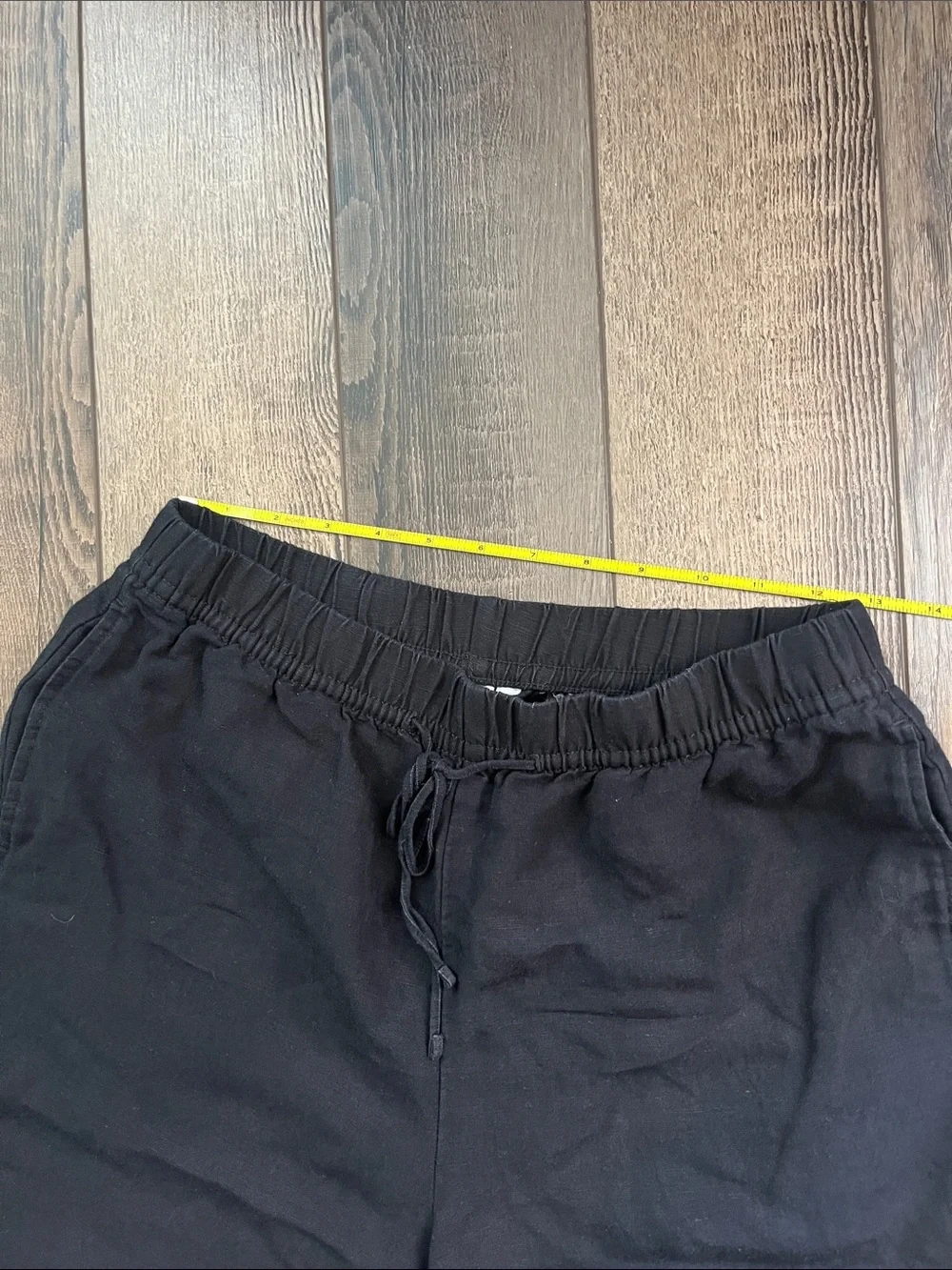H&M Black Linen-blend Drawstring Pull-on Pants Women’s Size Small